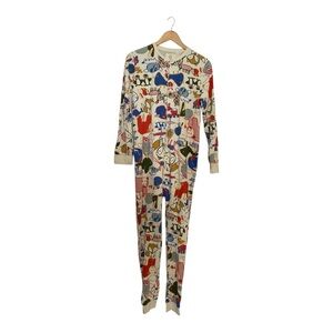 Arborist Unisex Waffle Knit One Piece Pajamas Size M Graphic Print Adult Onesie
